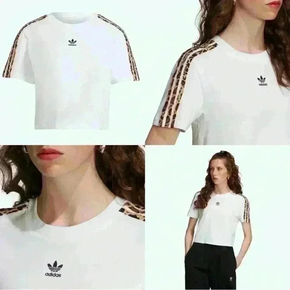 ADIDAS LEOPARD PRINT CROP TOP AND LEGGINGS SIZE S - Picture 3 of 9